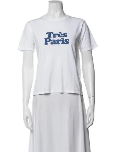 Pre-owned Sézane Graphic Print Crew Neck T-shirt In White