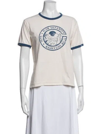 Pre-owned Sézane Graphic Print Crew Neck T-shirt In White