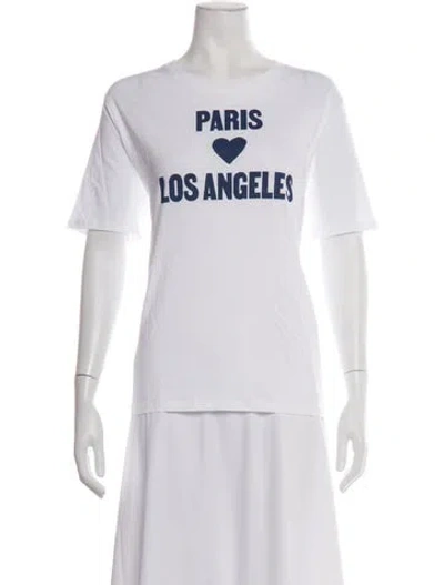 Pre-owned Sézane Graphic Print Crew Neck T-shirt In White