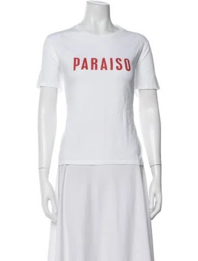Pre-owned Sézane Graphic Print Crew Neck T-shirt In White
