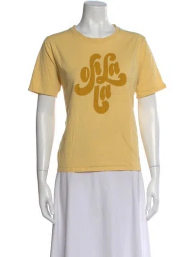 Pre-owned Sézane Graphic Print Crew Neck T-shirt In Yellow