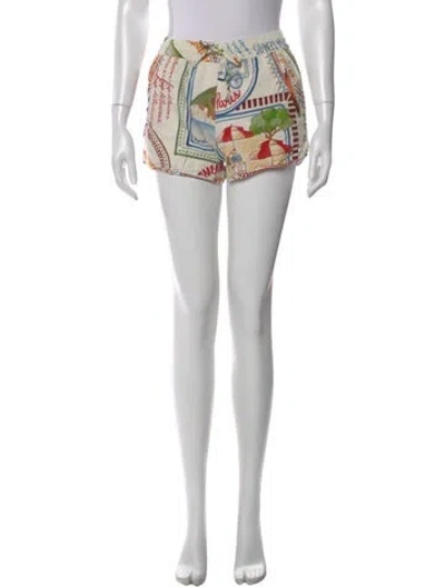 Pre-owned Sézane Graphic Print Mini Shorts In Green