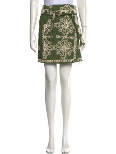Pre-owned Sézane Graphic Print Mini Skirt In Green