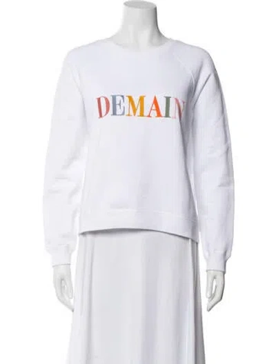 Pre-owned Sézane Graphic Print Scoop Neck Sweater In White
