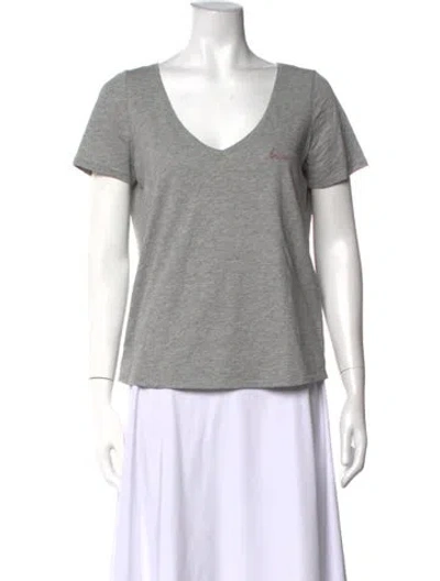 Pre-owned Sézane Graphic Print V-neck T-shirt In Grey