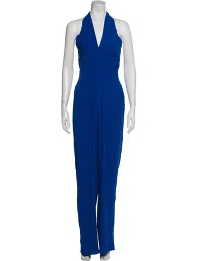Pre-owned Sézane Halterneck Jumpsuit W/ Tags In Blue