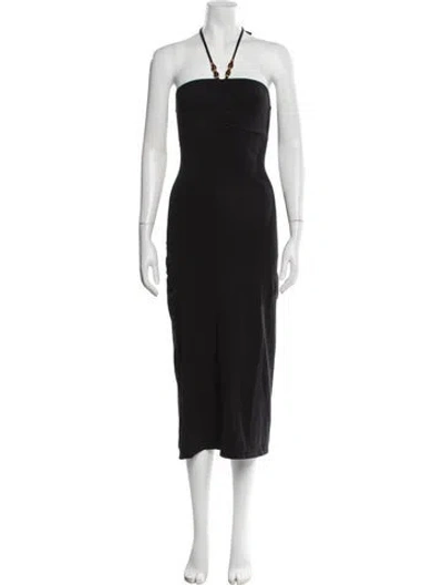 Pre-owned Sézane Halterneck Midi Length Dress In Black