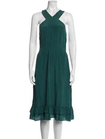 Pre-owned Sézane Halterneck Midi Length Dress In Green