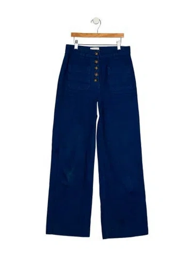 Pre-owned Sézane High-rise Straight Leg Jeans In Blue