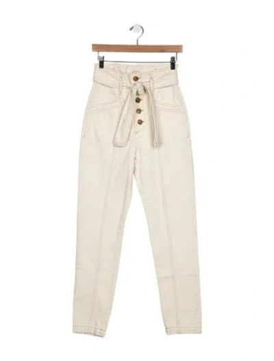 Pre-owned Sézane High-rise Straight Leg Jeans In White