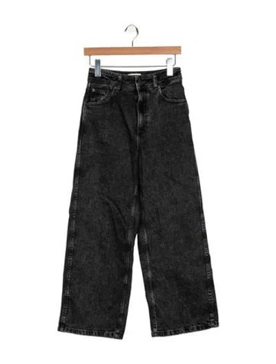 Pre-owned Sézane High-rise Wide Leg Jeans In Black