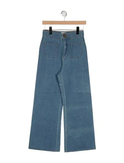 Pre-owned Sézane High-rise Wide Leg Jeans In Blue