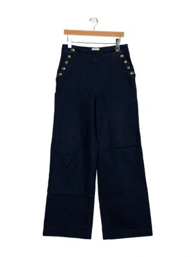 Pre-owned Sézane High-rise Wide Leg Jeans In Blue