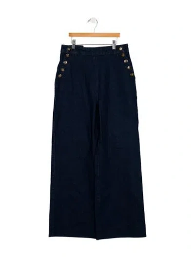 Pre-owned Sézane High-rise Wide Leg Jeans In Blue