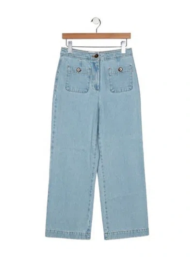 Pre-owned Sézane High-rise Wide Leg Jeans In Blue