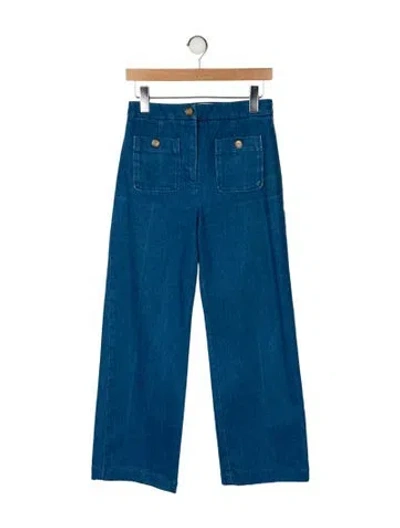 Pre-owned Sézane High-rise Wide Leg Jeans In Blue