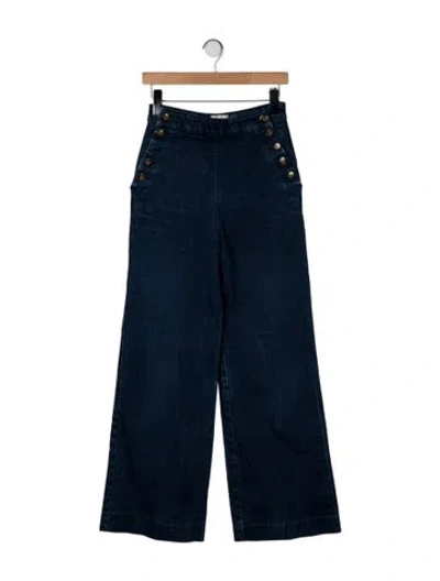 Pre-owned Sézane High-rise Wide Leg Jeans In Blue