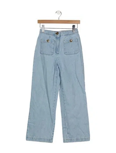 Pre-owned Sézane High-rise Wide Leg Jeans In Blue