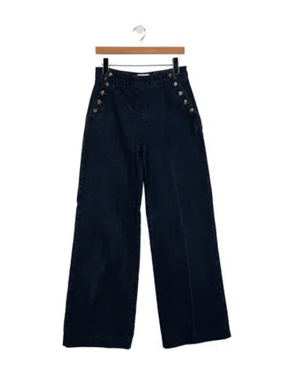 Pre-owned Sézane High-rise Wide Leg Jeans In Blue