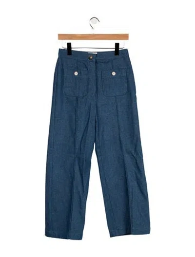 Pre-owned Sézane High-rise Wide Leg Jeans In Blue