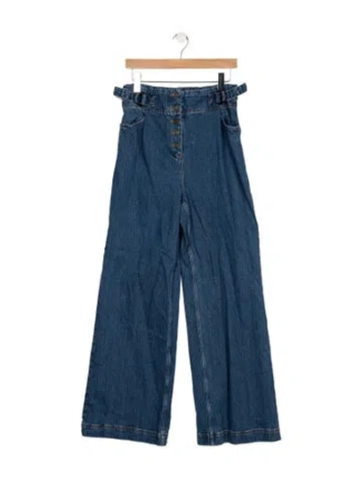 Pre-owned Sézane High-rise Wide Leg Jeans In Blue