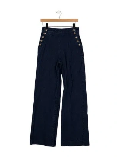 Pre-owned Sézane High-rise Wide Leg Jeans In Blue