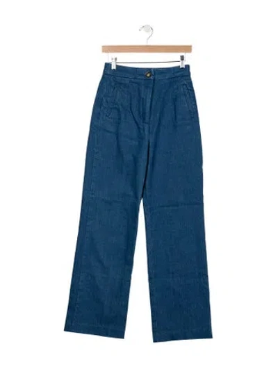 Pre-owned Sézane High-rise Wide Leg Jeans In Blue