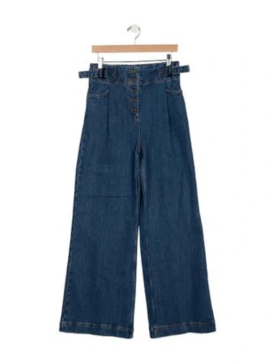 Pre-owned Sézane High-rise Wide Leg Jeans In Blue