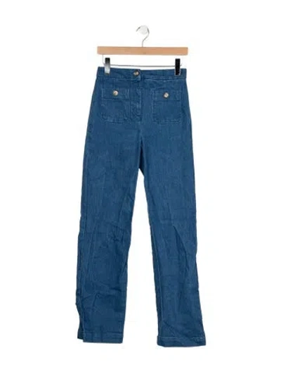 Pre-owned Sézane High-rise Wide Leg Jeans In Blue