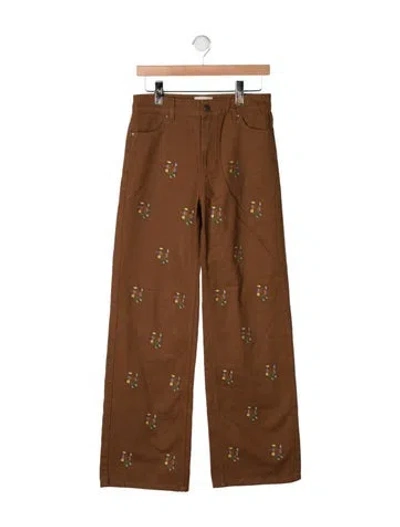 Pre-owned Sézane High-rise Wide Leg Jeans In Brown