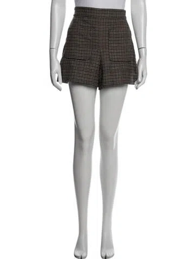 Pre-owned Sézane Houndstooth Print Mini Shorts In White