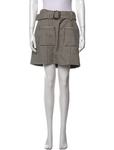 Pre-owned Sézane Houndstooth Print Mini Skirt In Black