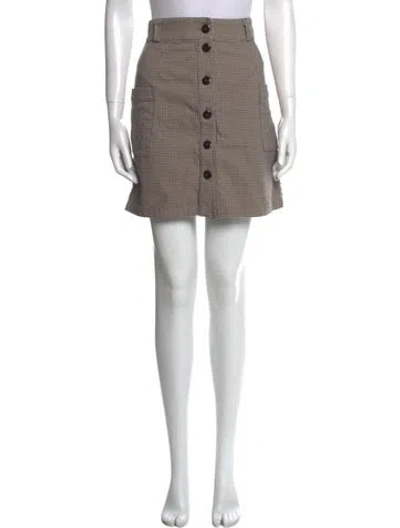 Pre-owned Sézane Houndstooth Print Mini Skirt In Blue