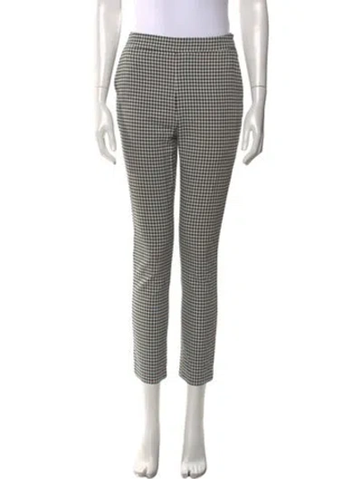 Pre-owned Sézane Houndstooth Print Straight Leg Pants In Black