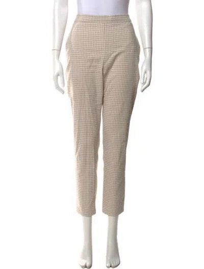 Pre-owned Sézane Houndstooth Print Straight Leg Pants In Neutrals