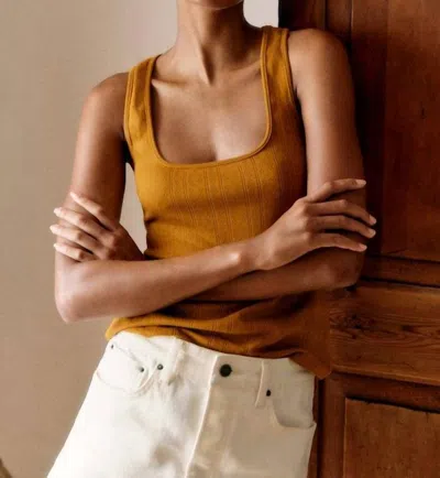 Sézane Juan Knit Vest Top In Gold Pointelle In Multi