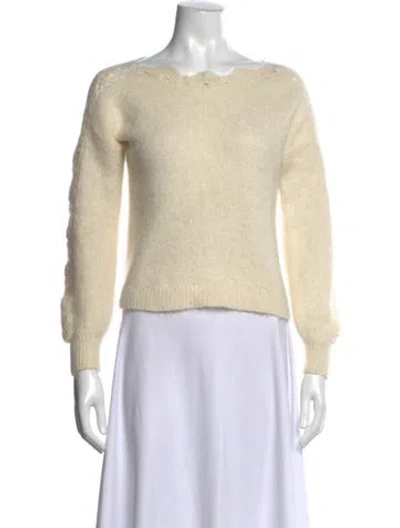 Pre-owned Sézane Kid Mohair Bateau Neckline Sweater In Neutral