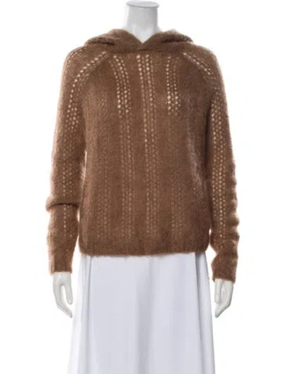 Pre-owned Sézane Kid Mohair Crew Neck Sweater In Brown