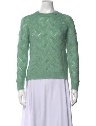 Pre-owned Sézane Kid Mohair Patterned Sweater W/ Tags In Green