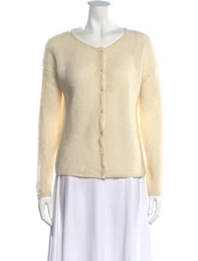 Pre-owned Sézane Kid Mohair Scoop Neck Sweater In Neutral