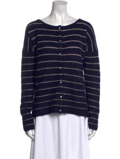 Pre-owned Sézane Kid Mohair Striped Sweater In Blue