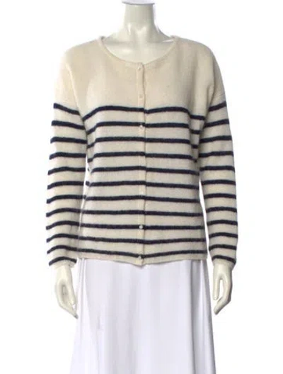 Pre-owned Sézane Kid Mohair Striped Sweater In Neutral