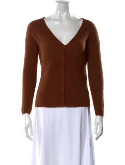 Pre-owned Sézane Kid Mohair V-neck Sweater In Brown