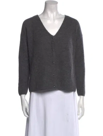 Pre-owned Sézane Kid Mohair V-neck Sweater In Gray