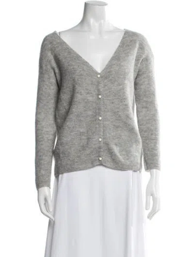 Pre-owned Sézane Kid Mohair V-neck Sweater In Gray