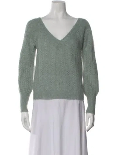 Pre-owned Sézane Kid Mohair V-neck Sweater In Green