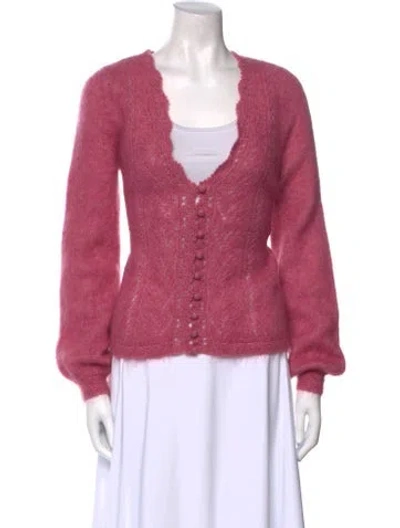 Pre-owned Sézane Kid Mohair V-neck Sweater In Pink