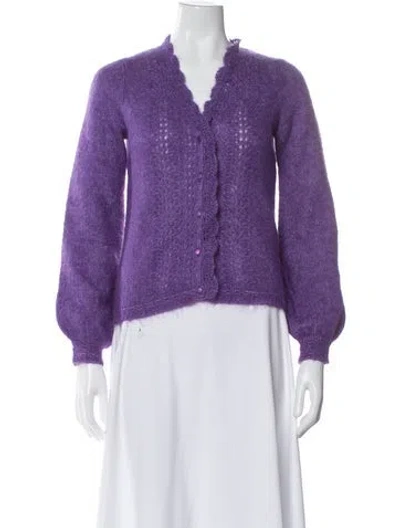 Pre-owned Sézane Kid Mohair V-neck Sweater In Purple