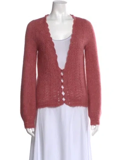 Pre-owned Sézane Kid Mohair V-neck Sweater In Red