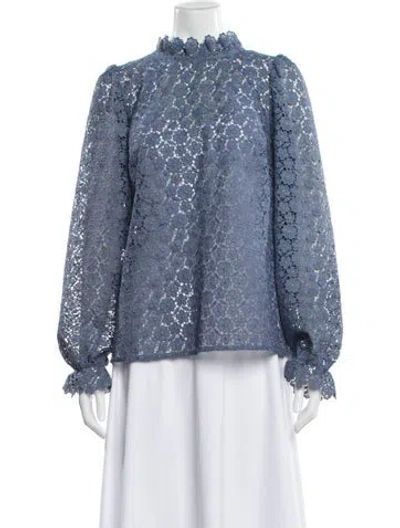 Pre-owned Sézane Lace Lace Pattern Blouse In Blue
